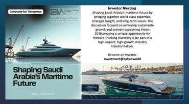 Promotional banner for Saudi Arabia's maritime future and investor meeting.