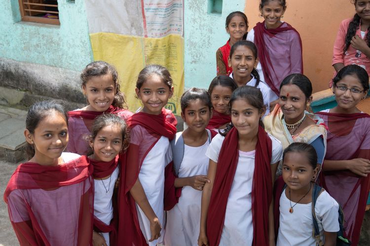 Pupils at ZPPS Pimparkhed Primary School, Maharastra, India
