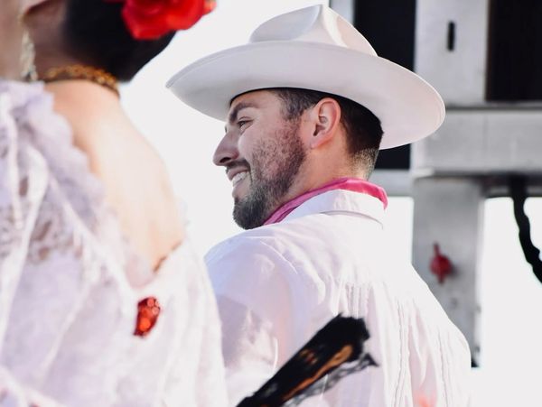 Tucson's folklorico dance instructor Bruno Loya dancing in Scottsdale, AZ Parada del Sol