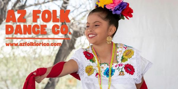 Tucson, AZ mexican folklorico dance studio kids dance class performing at the 4th avenue street fair