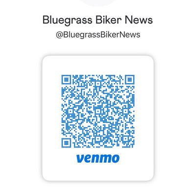 QR code for Bluegrass Biker News Venmo payments.