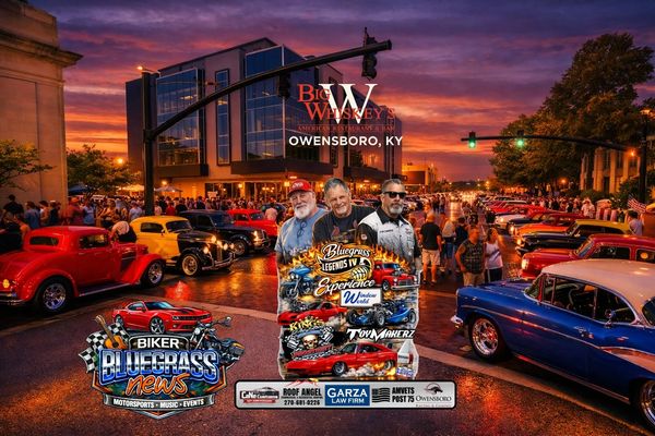 Classic car show at sunset in Owensboro, KY.