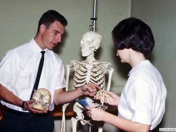 A professor and student interaction in 1959. 