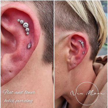 Piercing(s) - Flat & Helix
Jewellery - Clear cz cluster & aurora 'Navette' marquis from Qualiti