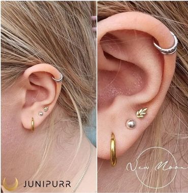Piercing - 3rd lobe
Jewellery - 14kt yellow gold 'Fernanda' from Junipurr