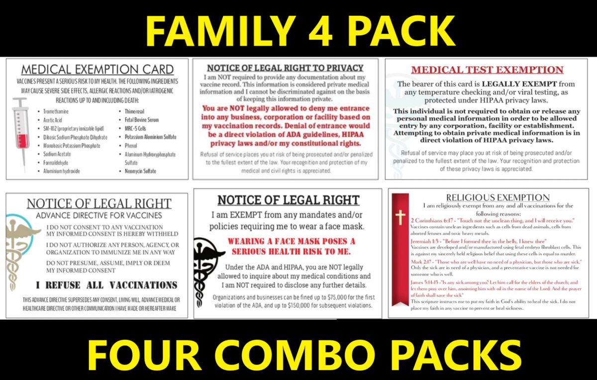 FAMILY FOUR PACK (TOTAL OF 4 COMBO PACKS)