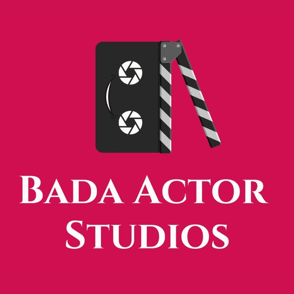 Logo of Bada Actor Studios with a film clapperboard and camera aperture icons.