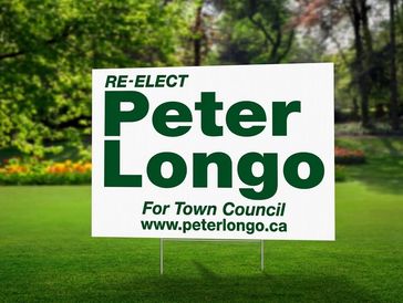 Campaign sign for Peter Longo's town council re-election.