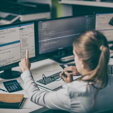 Employee working on a computer