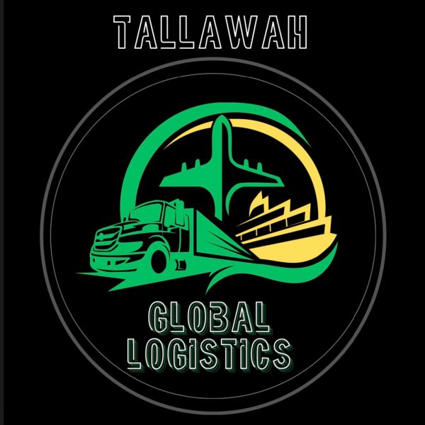 Logo for Tallawah Global Logistics showing transport modes.