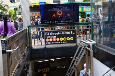 Subway entrance on 34th and Herald Square in Midtown New York.