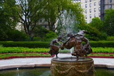 A fountain in Central Park in Harlem.