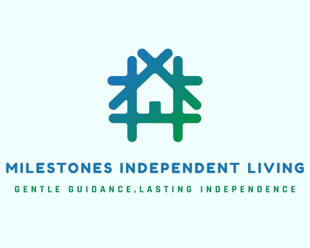 Logo of Milestones Independent Living with a house and supportive hands design.