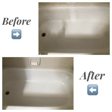 a bath tub before and cleaning 