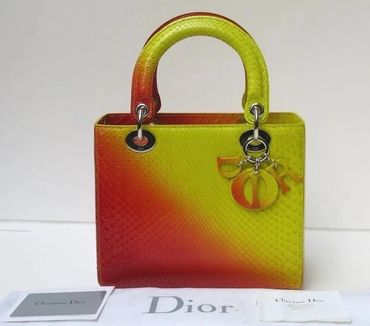 Red and yellow gradient Lady Dior bag