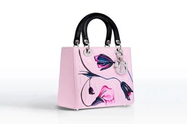 Pink Dior bag with floral illustration