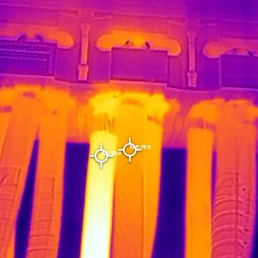 Infrared scan showing loose conductors in triple parallel feed