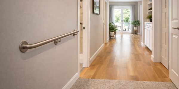 hallway rail and zero transition flooring