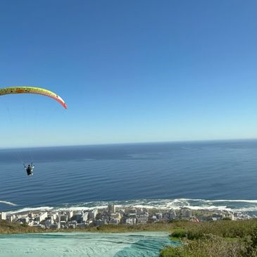 Paragliding from Lion's Head over Cape Town South Africa