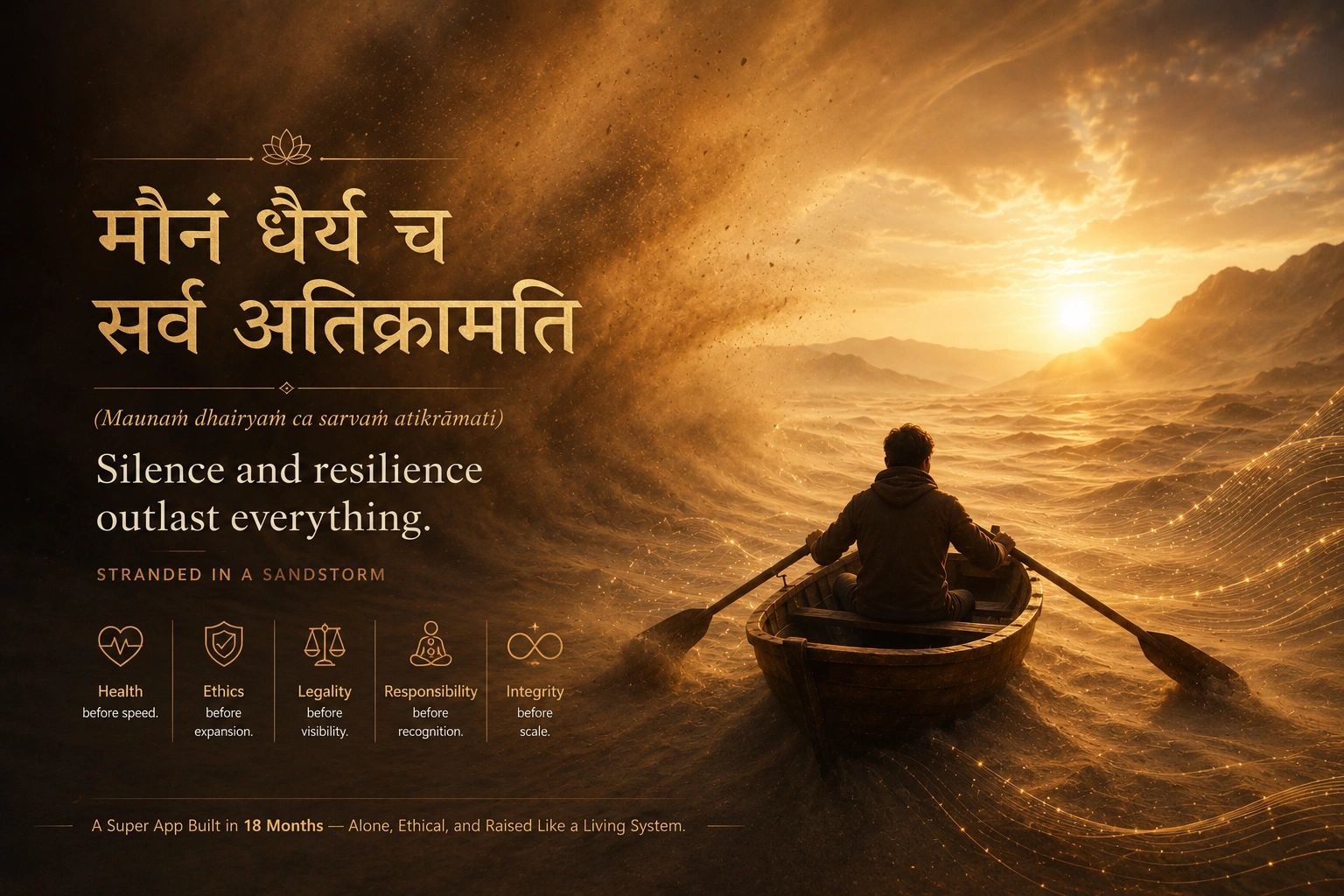 मौनं धैर्यं च सर्वं अतिक्रामति 
(Maunaṁ dhairyaṁ ca sarvaṁ atikrāmati)
Silence and resilience outlas