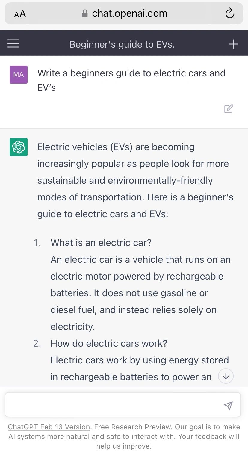 How we used chatGPT create a new electric car business