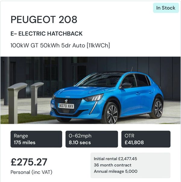 myev LEASE - Peugeot 208 Lease deal