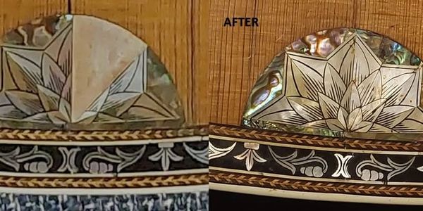Inlay restoration on 19th century parlor guitars.