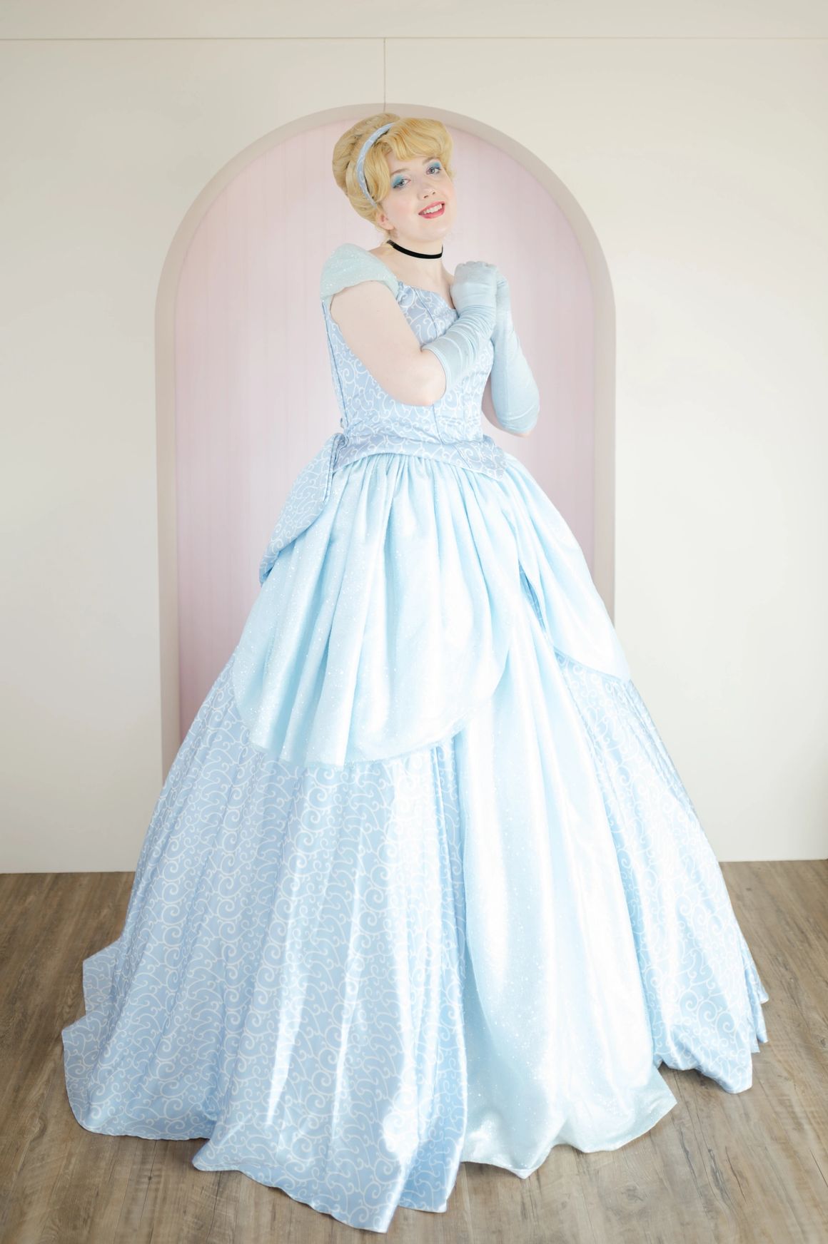 Princess character performer in a beautiful gown greeting children at a birthday party in Dover Delaware