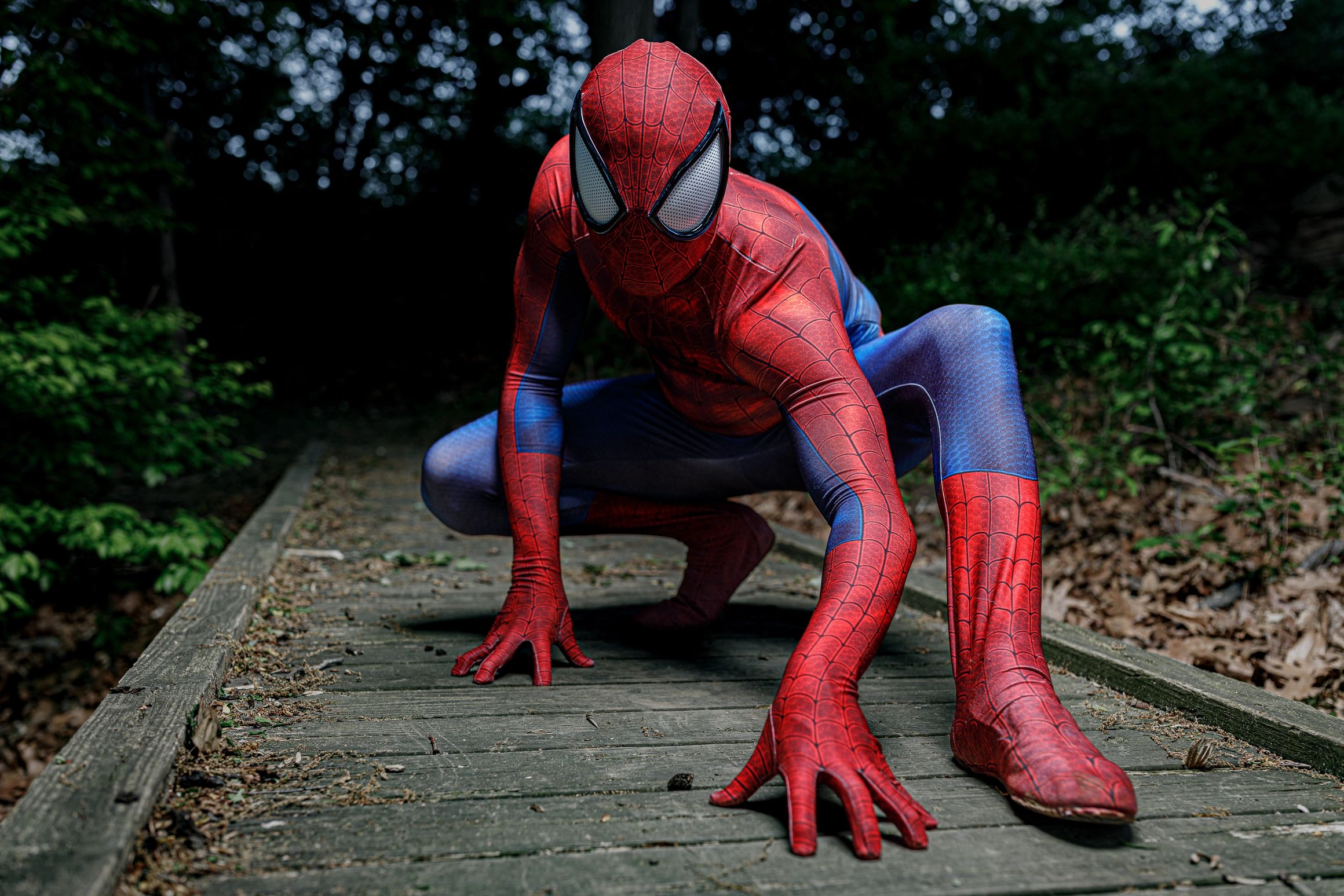 Spider hero character performer in action pose at a kids birthday party event by Forever Happily Ever After Parties