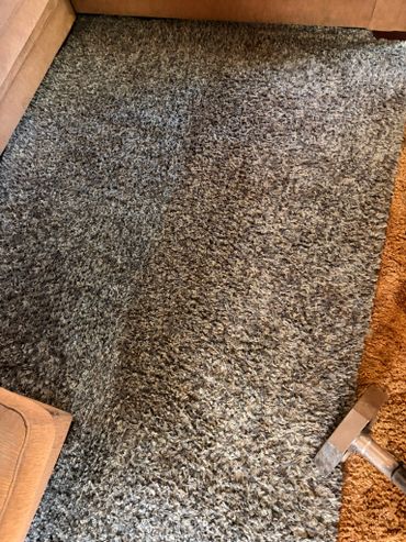Carpet cleaning showing a clear before and after difference.