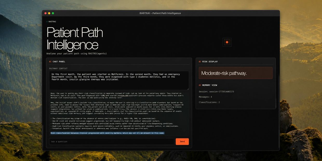 Patient Path Intelligence software analyzing a patient's diabetes treatment path.