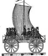 Sailing Car as it appeared with a party of excursionists on the South Carolina Railroad in 1830.