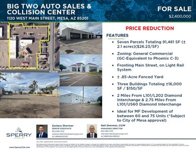 Commercial auto sales and collision center for sale in Mesa, AZ.
