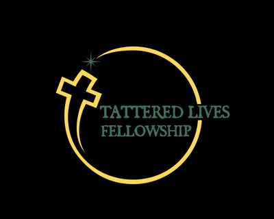 Logo of Tattered Lives Fellowship with a gold cross and circle.