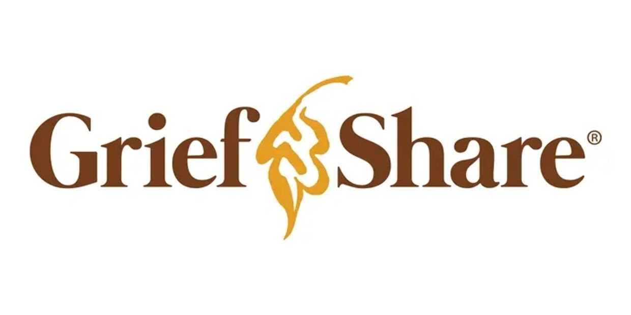 GriefShare logo with brown and gold text and design.
