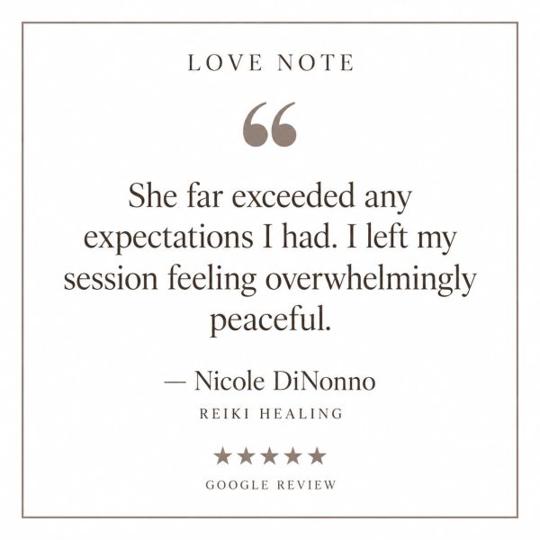 Positive Reiki healing review praising a peaceful session.