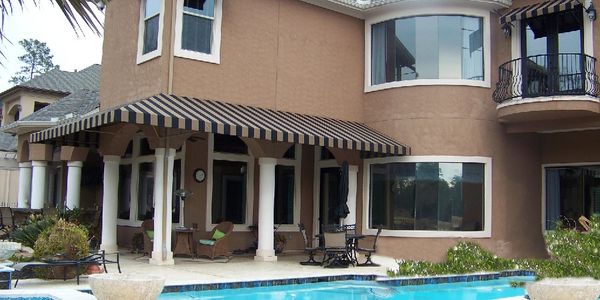 Decorative Sunbrella Canvas Patio extension and window awning aluminum frame  