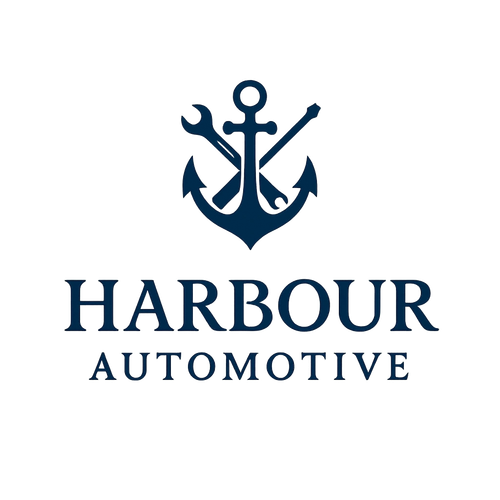 Logo of Harbour Automotive with anchor and tools symbolizing maritime and mechanical services.