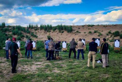 A firearms training class conducting live fire exercises.