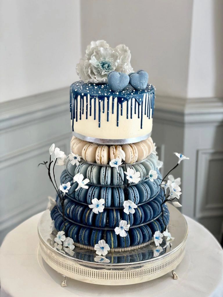 Elegant macaron tower wedding dessert display Dallas wedding reception