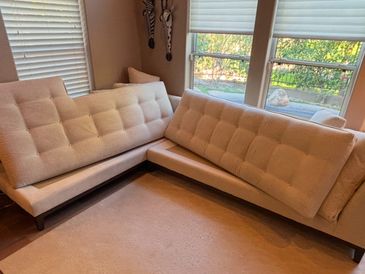 Sectional sofa deep cleaning. We remove odors and allergens for a healthier home environment.