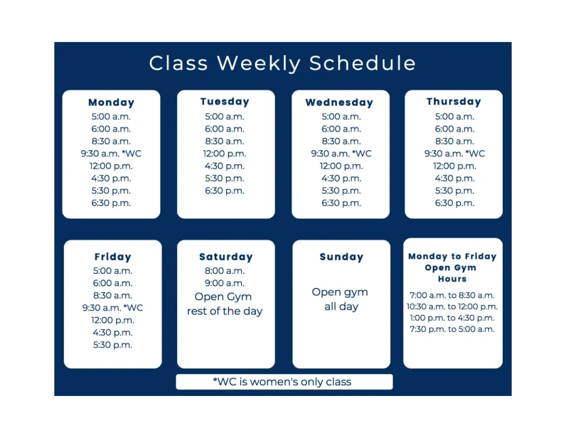 Ballistic Built Crossfit daily class schedule 