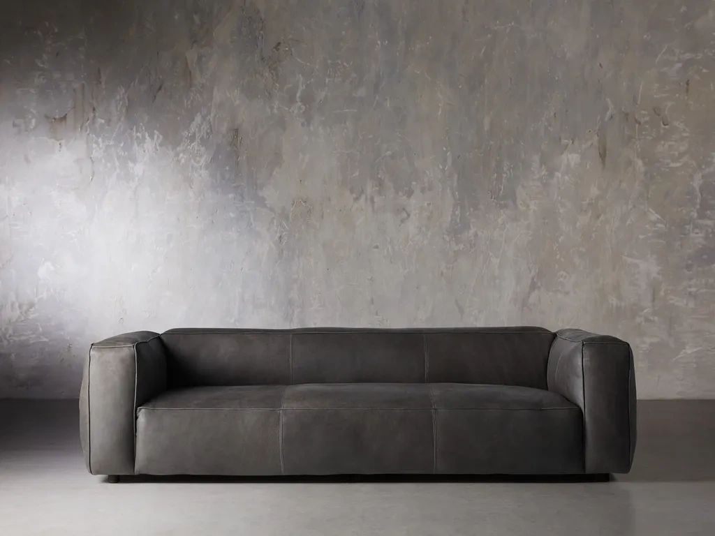 Madrone Leather 100" Sofa In Burnham Graphite