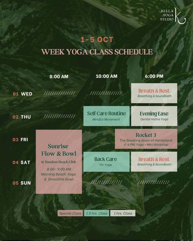 October Yoga Schedule
Kulla Yoga Studio