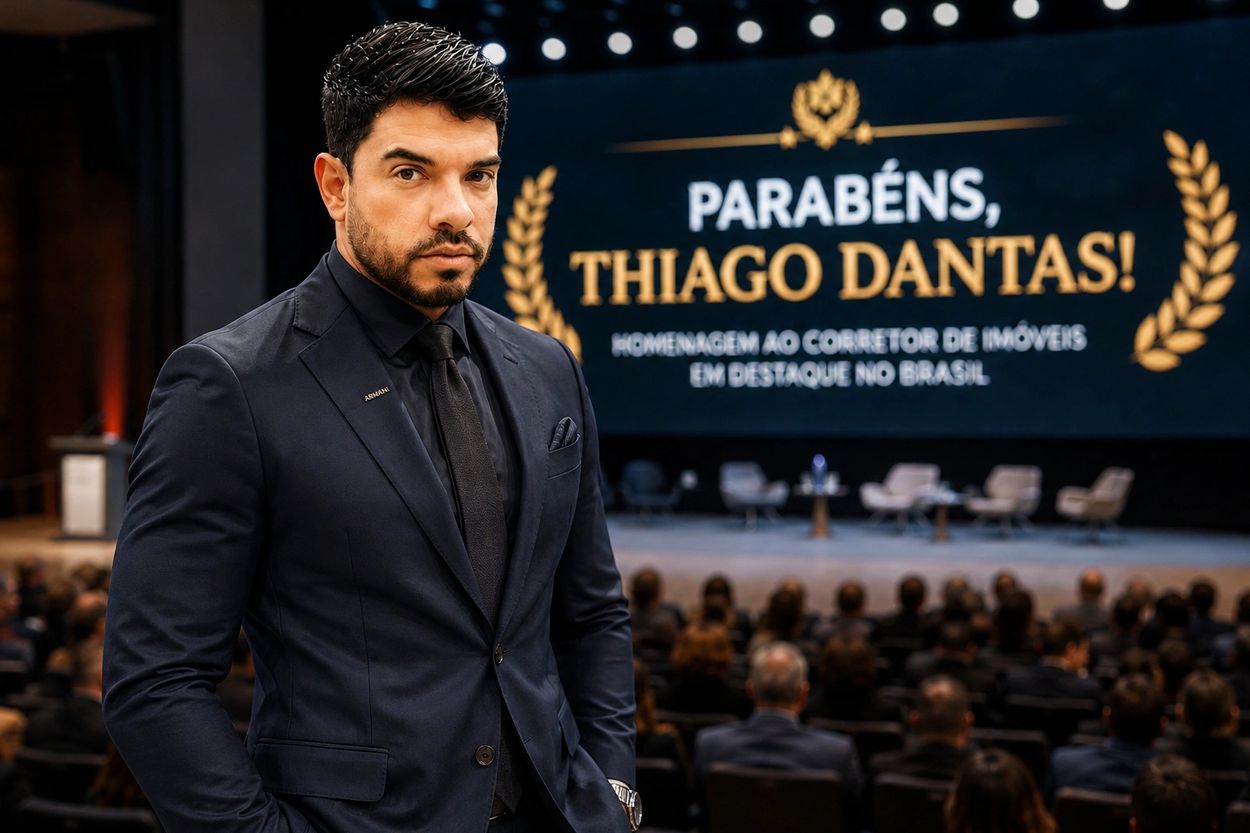 Thiago Dantas durante homenagem especial pelo Dia do Corretor de Imóveis, em 27 de agosto de 2026, 