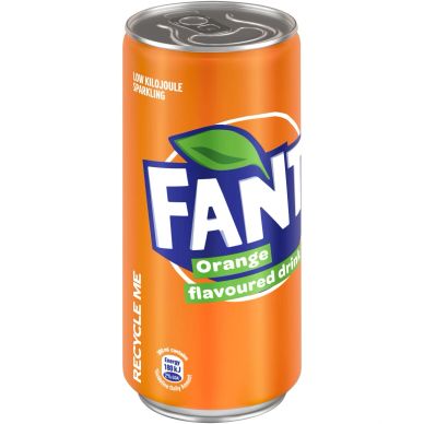 Orange Fanta can with bright design.