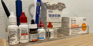 eye drops used in an eye exam