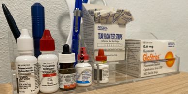 eye drops used in an eye exam