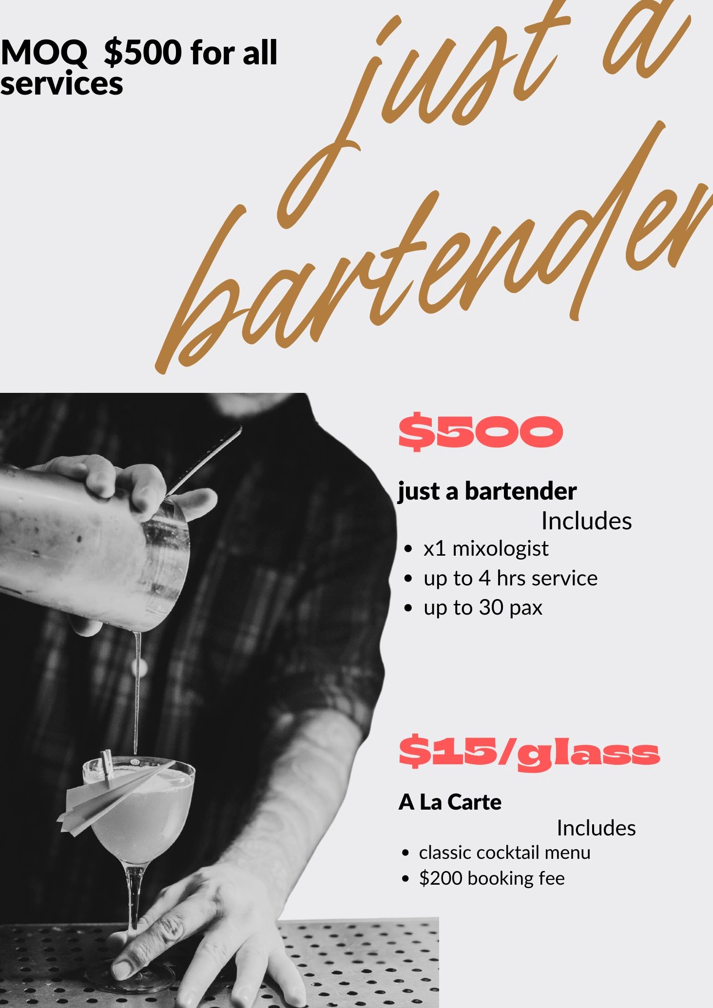 Bartending services singapore