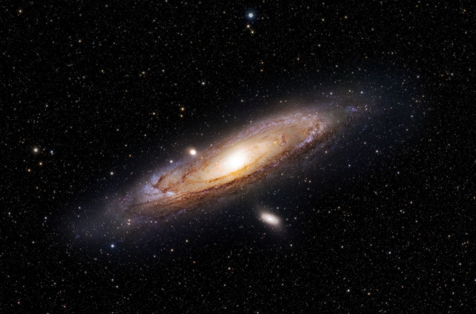 The Andromeda Galaxy surrounded by countless stars in space.